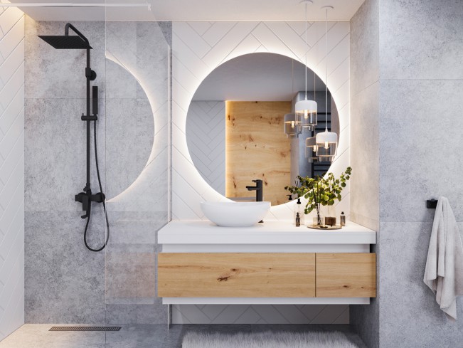 Szafka łazienkowa Seli biały mat/dąb lefkas wisząca 110 cm