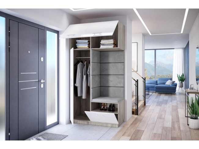 Szafa garderoba Milo 4 szary/połysk 120 cm