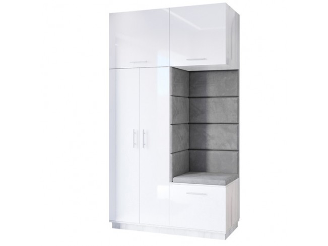 Szafa garderoba Milo 4 biały połysk 150 cm - widok ogólny