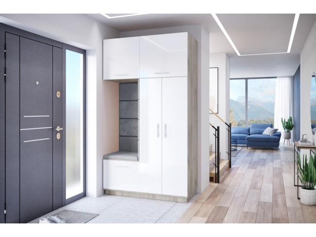 Szafa garderoba Milo 4 szary/połysk 150 cm