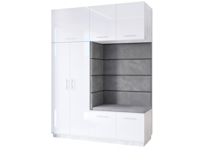 Szafa garderoba Milo 4 biały połysk 180 cm - widok ogólny