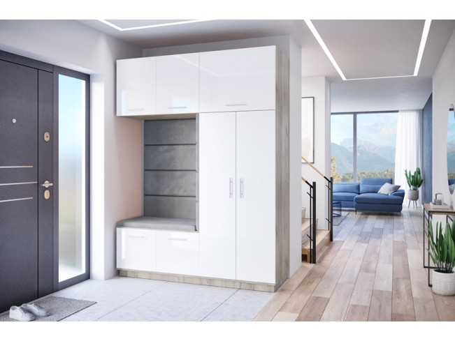 Szafa garderoba Milo 4 szary/połysk 180 cm