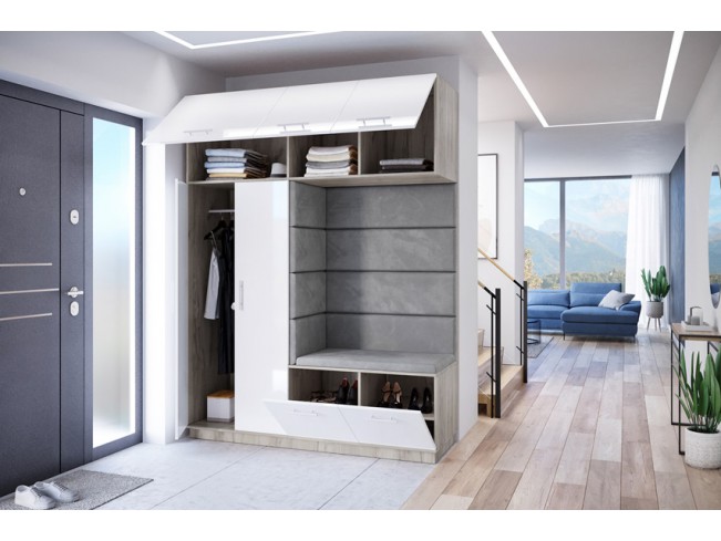 Szafa garderoba Milo 4 szary/połysk 180 cm