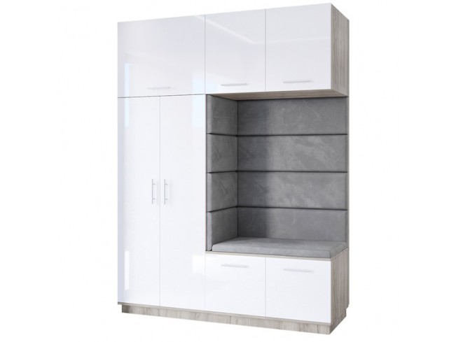 Szafa garderoba Milo 4 szary połysk 180 cm - widok ogólny