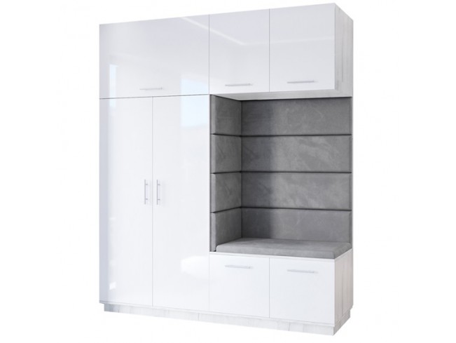 Szafa garderoba Milo 4 biały połysk 200 cm - widok ogólny