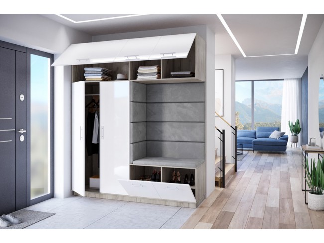 Szafa garderoba Milo 4 szary/połysk 200 cm