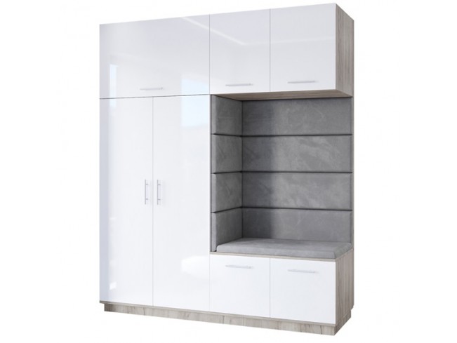 Szafa garderoba Milo 4 200 szary połysk - widok ogólny