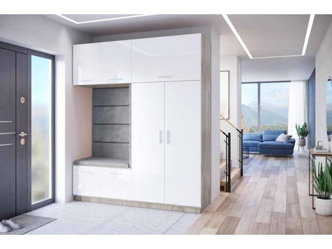 Szafa garderoba Milo 4 szary/połysk 200 cm