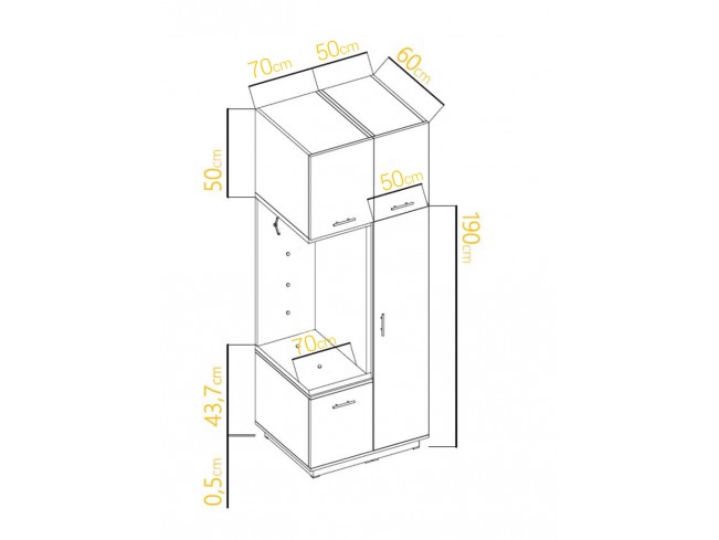 Szafa garderoba Milo 5 biały/mat 120 cm