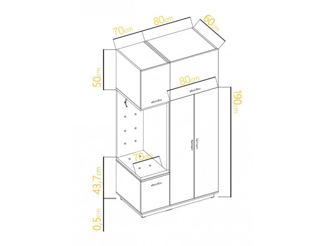 Szafa garderoba Milo 5 szary/mat 150 cm