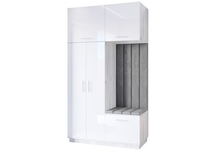 Szafa garderoba Milo 5 biały połysk 150 cm - widok ogólny