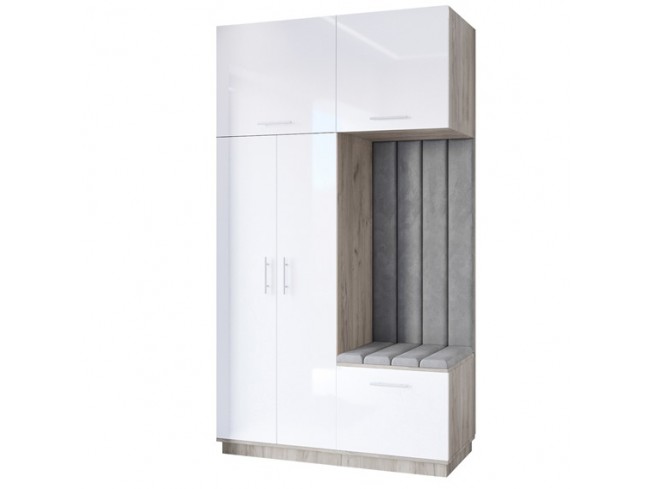 Szafa garderoba Milo 5 szary połysk 150 cm - widok ogólny