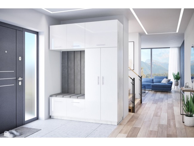 Szafa garderoba Milo 5 biały/połysk 180 cm