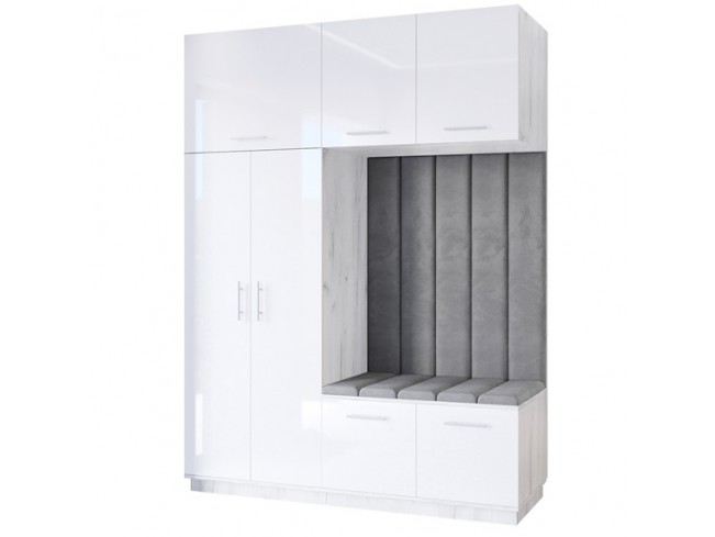 Szafa garderoba Milo 5 biały połysk 180 cm - widok ogólny