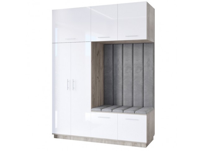 Szafa garderoba Milo 5 szary połysk 180 cm - widok ogólny