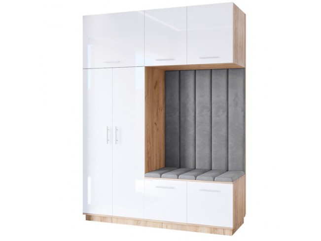 Szafa garderoba Milo 5 złoty połysk 180 cm - widok ogólny