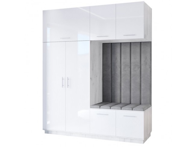 Szafa garderoba Milo 5 biały połysk 200 cm - widok ogólny