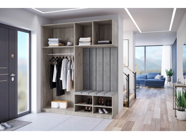 Szafa garderoba Milo 5 szary/połysk 200 cm