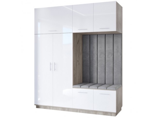 Szafa garderoba Milo 5 szary połysk 200 cm - widok ogólny