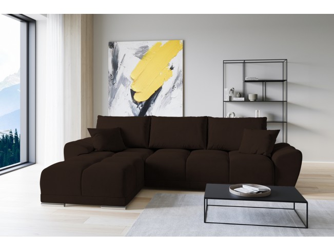 Narożnik Bego L z funkcją spania welur Monolith 29 ciemny brąz