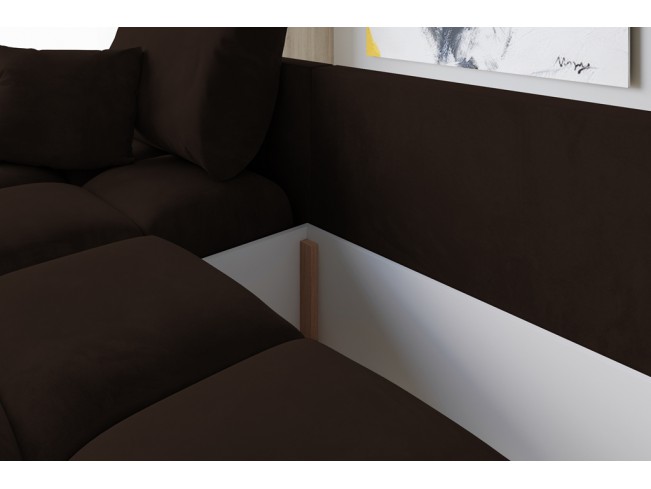 Narożnik Bego L z funkcją spania welur Monolith 29 ciemny brąz
