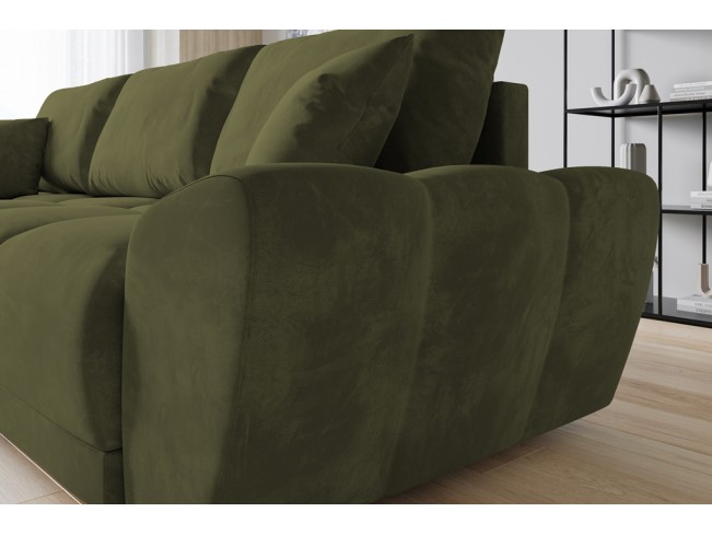 Narożnik Bego L z funkcją spania welur Monolith 38 oliwkowy