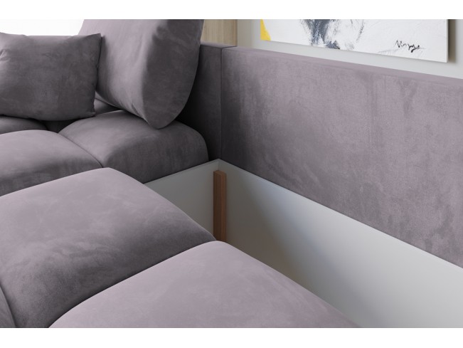 Narożnik Bego L z funkcją spania welur Monolith 62 wrzosowy