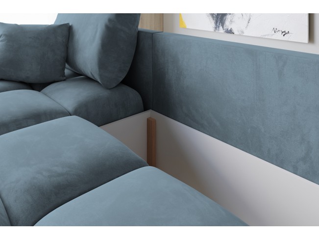 Narożnik Bego L z funkcją spania welur Monolith 72 błękitny