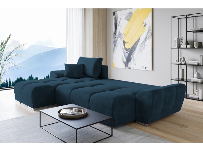 Narożnik Bego L z funkcją spania welur Monolith 76 lazurowy