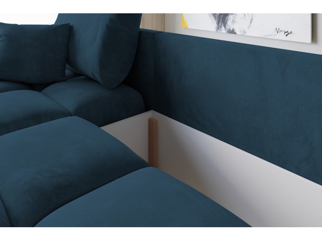 Narożnik Bego L z funkcją spania welur Monolith 76 lazurowy
