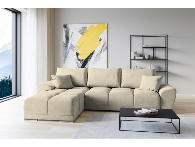 Narożnik Bego L z funkcją spania welur Monolith 04 beżowy