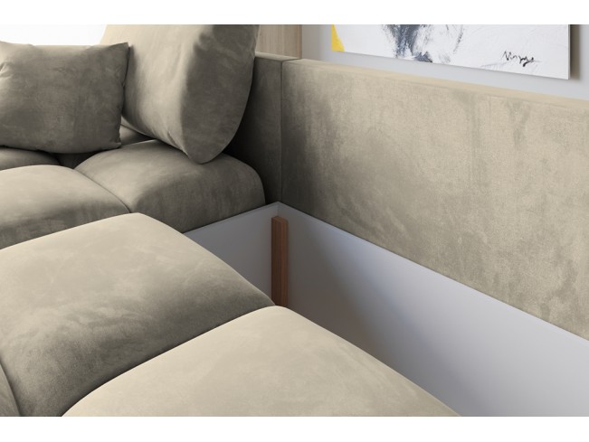 Narożnik Bego L z funkcją spania welur Monolith 04 beżowy