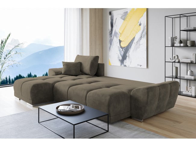 Narożnik Bego L z funkcją spania welur Monolith 09 jasny brąz