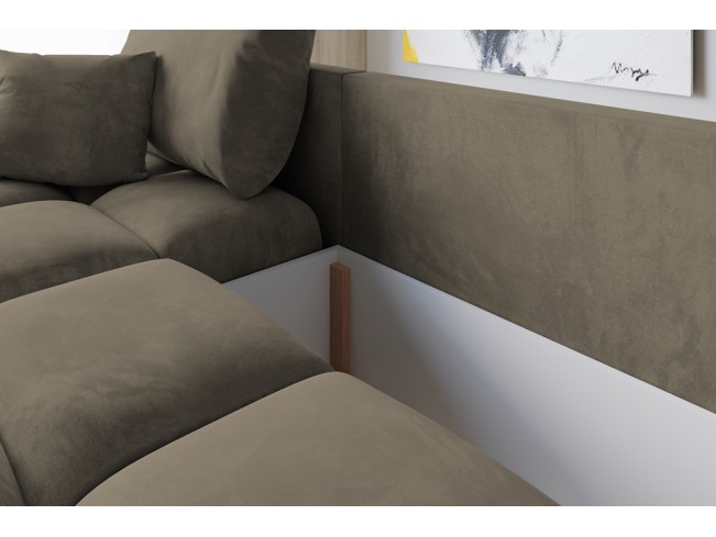 Narożnik Bego L z funkcją spania welur Monolith 09 jasny brąz