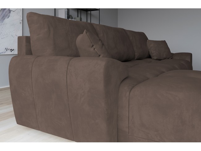 Narożnik Bego L z funkcją spania welur Monolith 15 mleczna czekolada