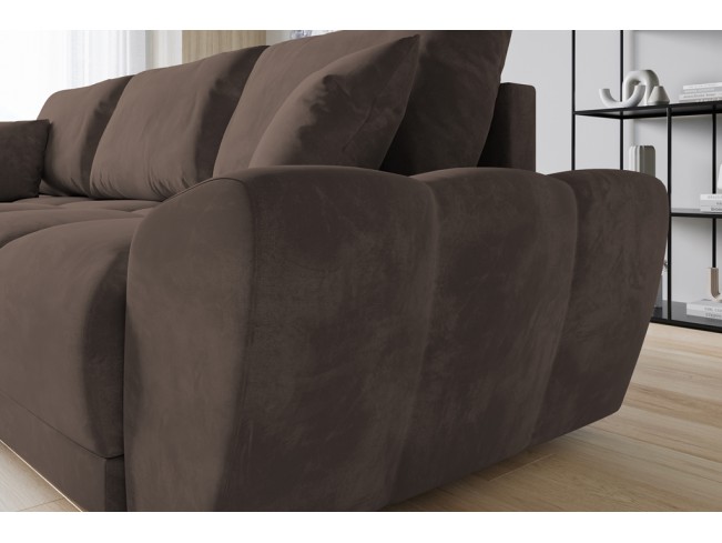 Narożnik Bego L z funkcją spania welur Monolith 15 mleczna czekolada