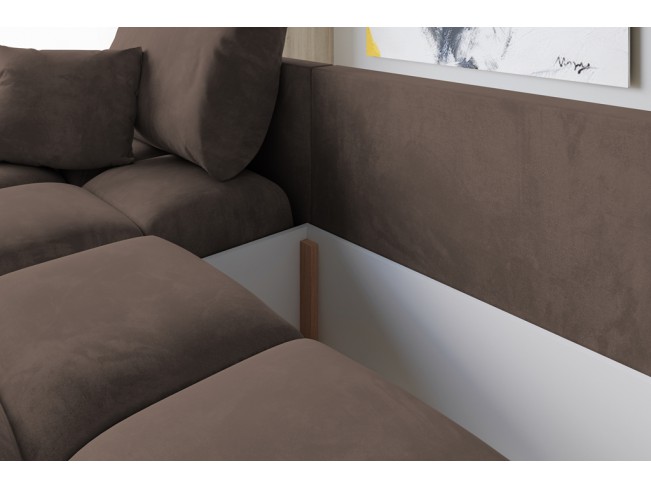 Narożnik Bego L z funkcją spania welur Monolith 15 mleczna czekolada