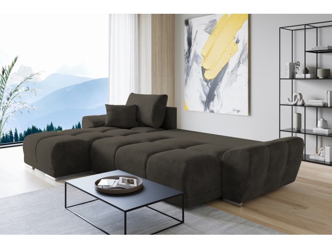 Narożnik Bego L z funkcją spania welur Monolith 20 szary brąz