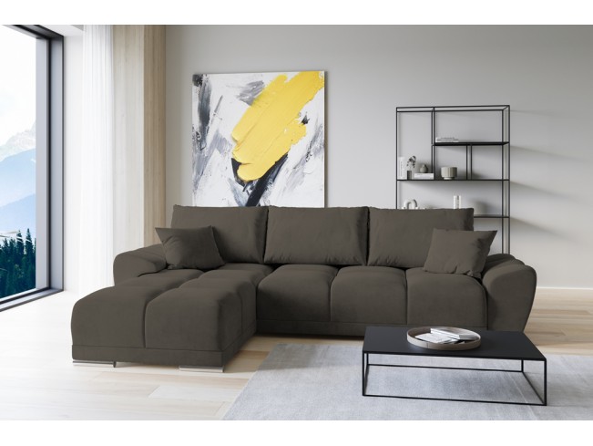 Narożnik Bego L z funkcją spania welur Monolith 20 szary brąz