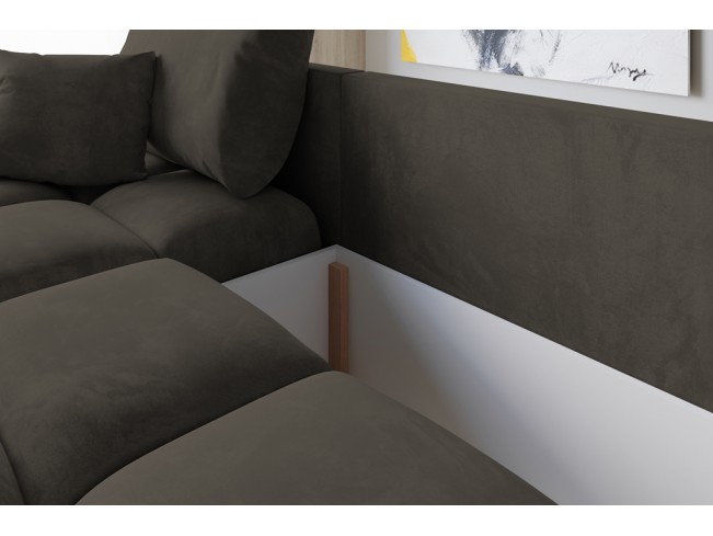 Narożnik Bego L z funkcją spania welur Monolith 20 szary brąz