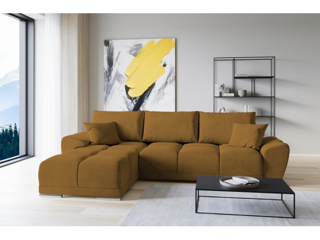 Narożnik Bego L z funkcją spania welur Monolith 48 miodowy