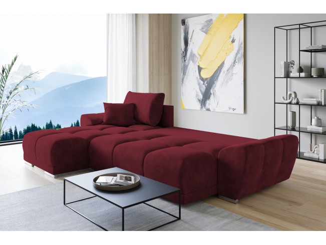 Narożnik Bego L z funkcją spania welur Monolith 59 czerwony