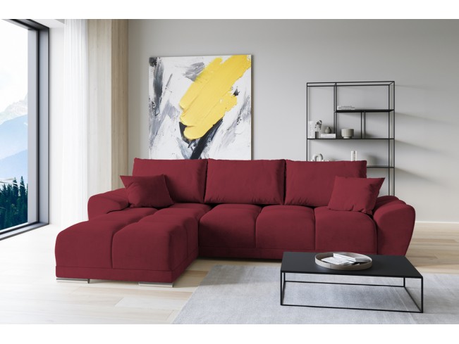 Narożnik Bego L z funkcją spania welur Monolith 59 czerwony
