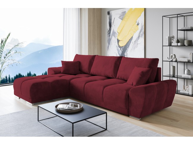 Narożnik Bego L z funkcją spania welur Monolith 59 czerwony