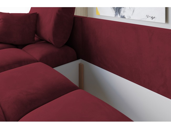 Narożnik Bego L z funkcją spania welur Monolith 59 czerwony