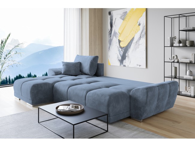 Narożnik Bego L z funkcją spania welur Monolith 70 szaro-niebieski