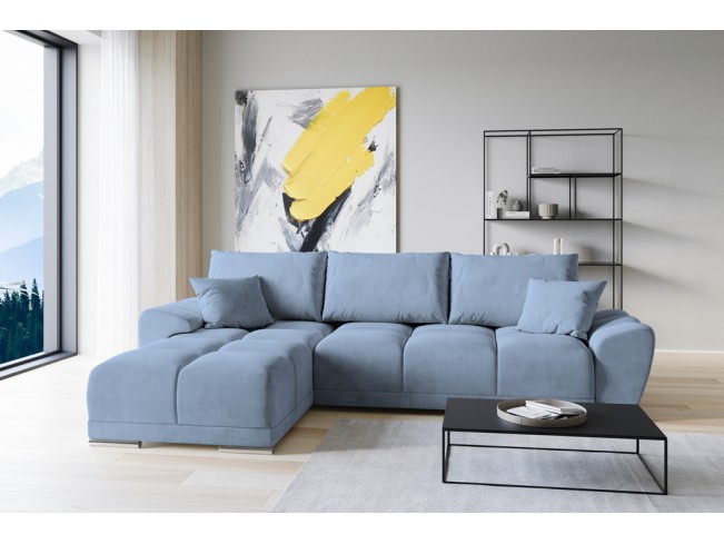 Narożnik Bego L z funkcją spania welur Monolith 70 szaro-niebieski