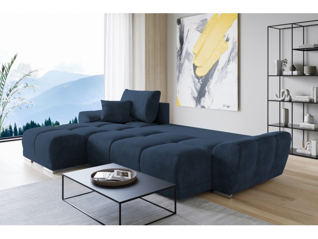 Narożnik Bego L z funkcją spania welur Monolith 77 granatowy