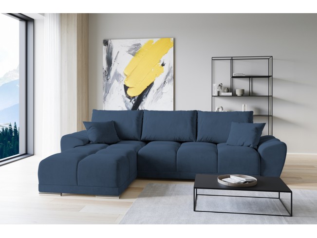 Narożnik Bego L z funkcją spania welur Monolith 77 granatowy
