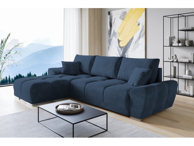 Narożnik Bego L z funkcją spania welur Monolith 77 granatowy
